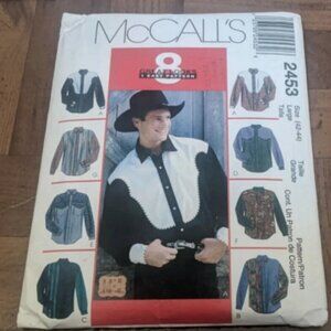 McCall's Pattern 2453 Men's Shirt Size L (42-44) Western Cowboy Cut Vintage 1999